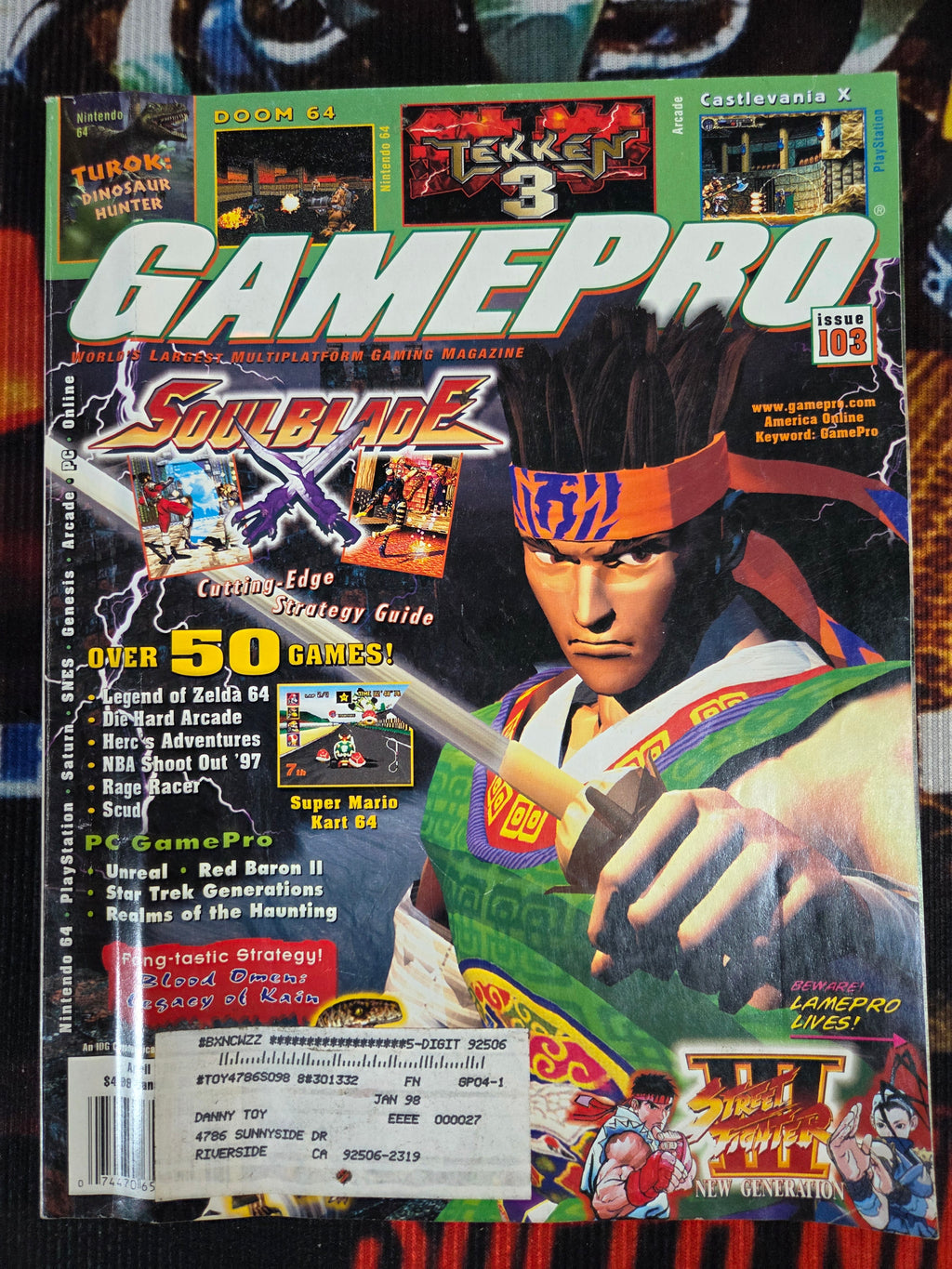 GAMEPRO #103 SOUL BLADE WITH CARDS & POSTER