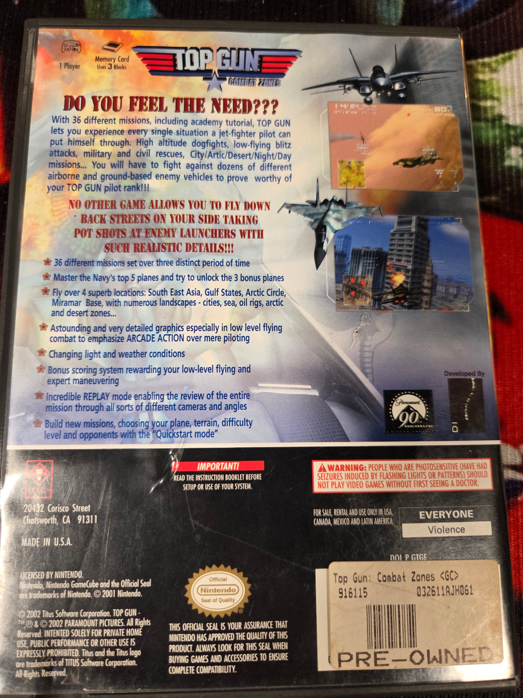 TOP GUN COMBAT ZONES-GAMECUBE