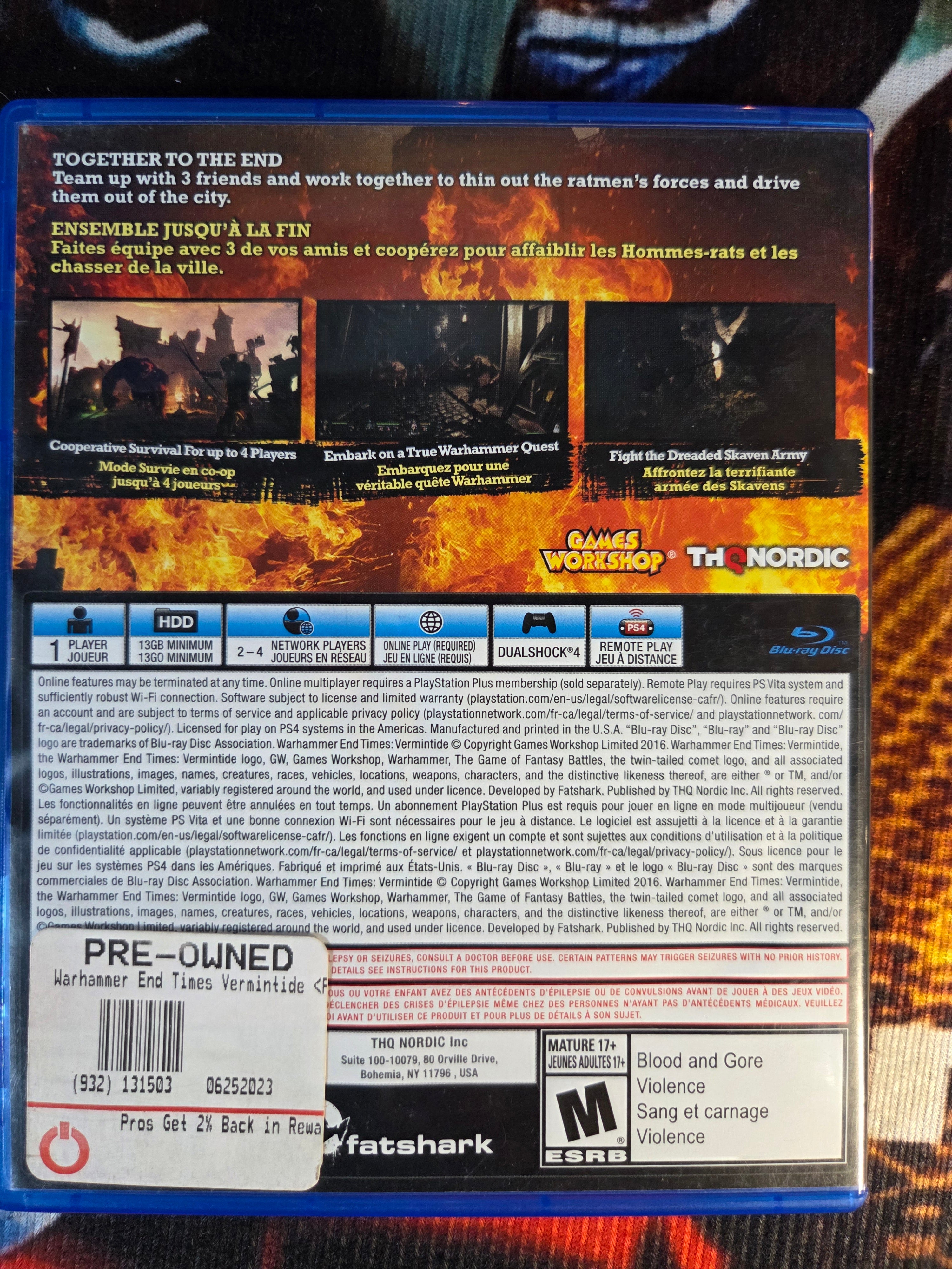 WARHAMMER THE END TIMES VERMINTIDE-PS4