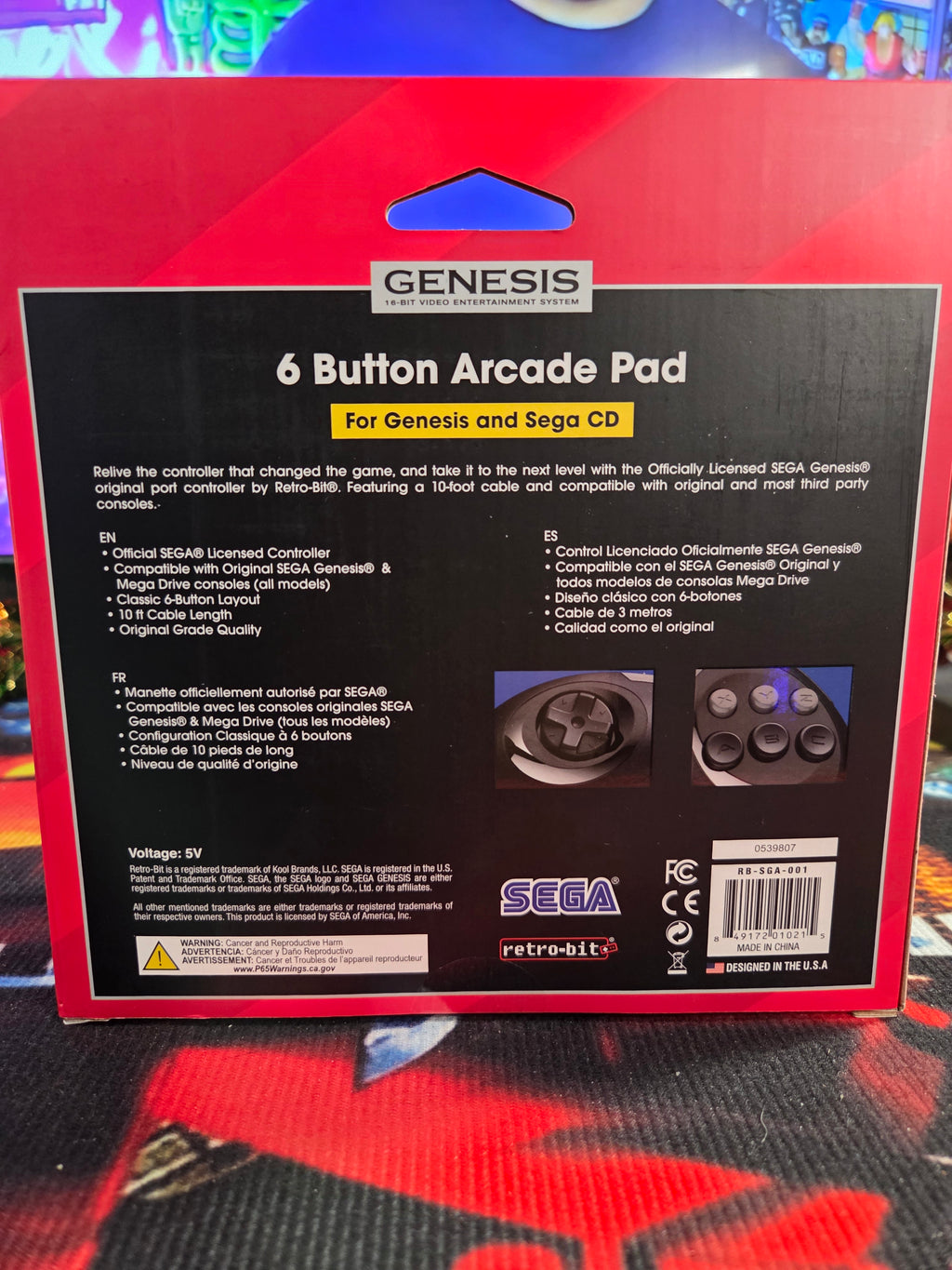 NEW 6 BUTTON SEGA GENESIS ARCADE PAD FROM RETROBIT