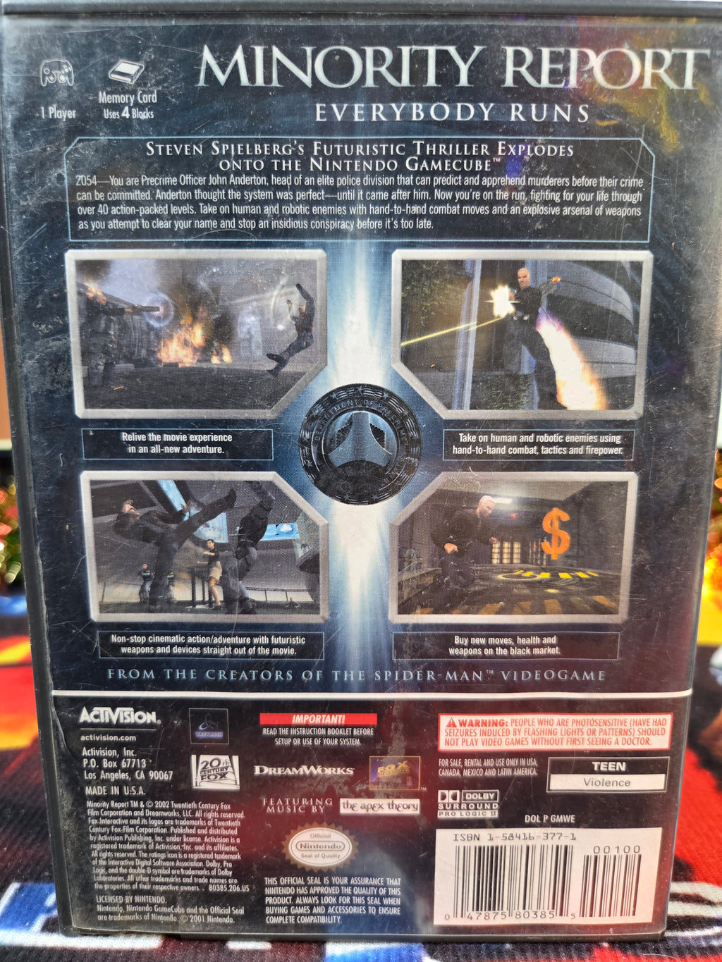MINORITY REPORT EVERYBODY RUNS-GAMECUBE
