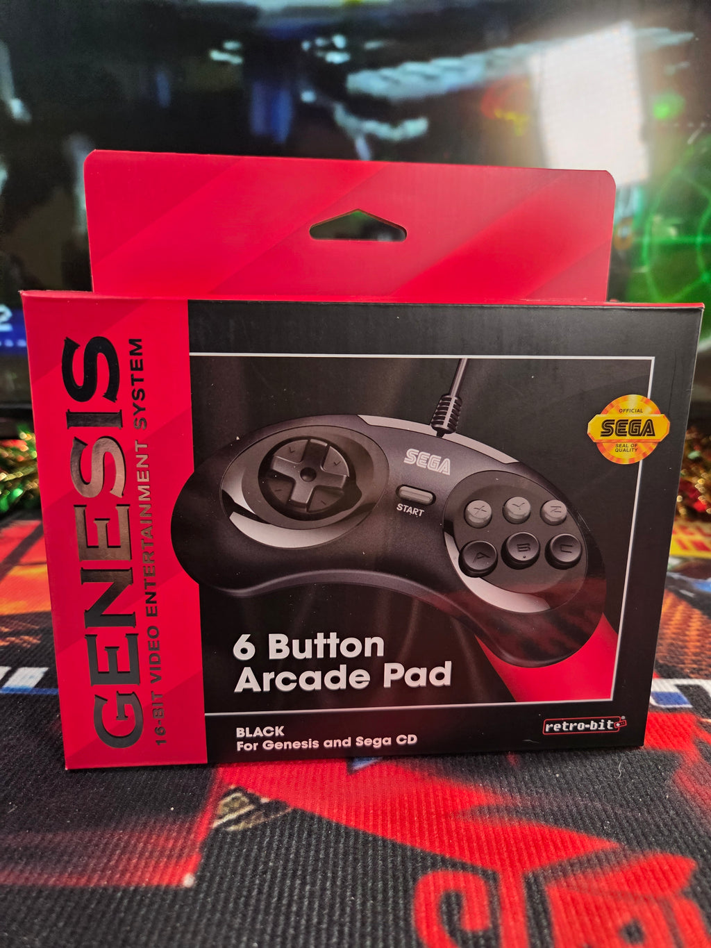 NEW 6 BUTTON SEGA GENESIS ARCADE PAD FROM RETROBIT