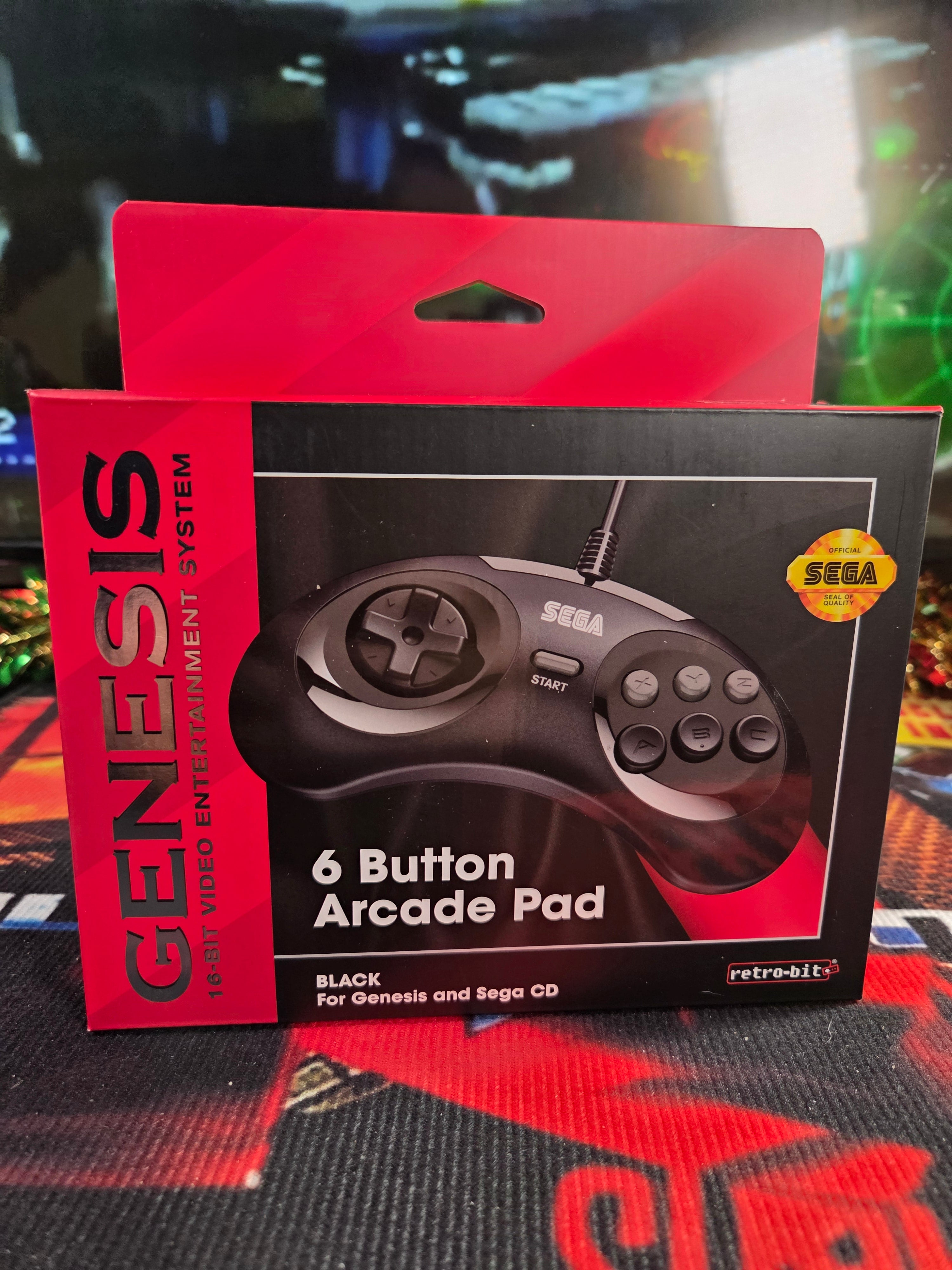 NEW 6 BUTTON SEGA GENESIS ARCADE PAD FROM RETROBIT